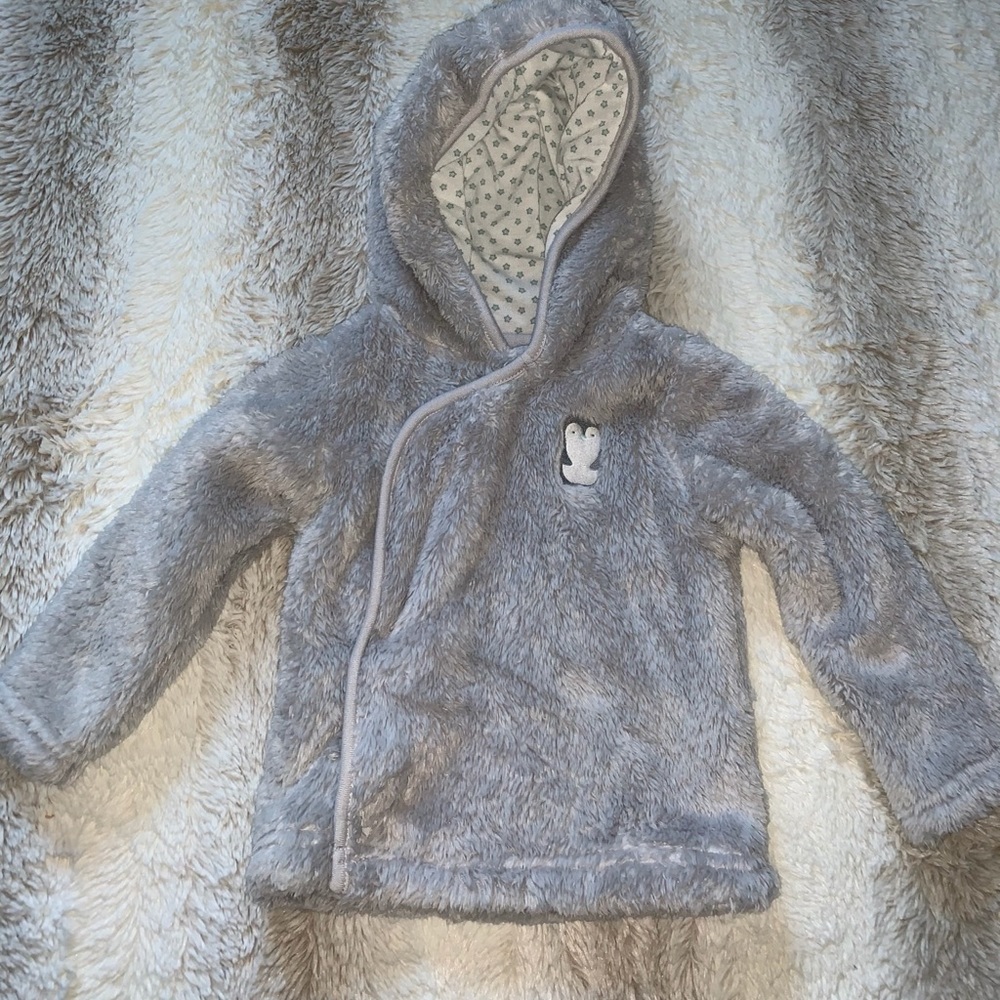 Baby Fluffy Grey Hooded Jacket